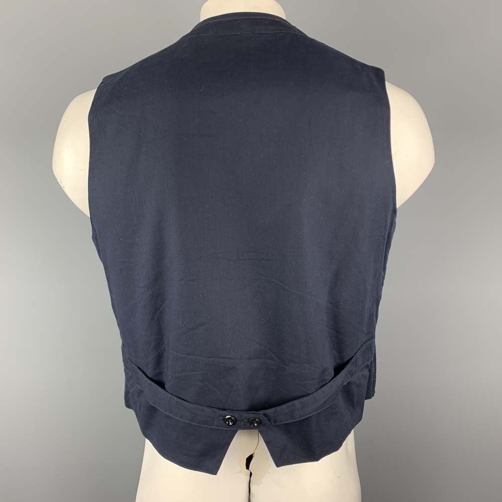 Men's Navy Windowpane Wool Blend Vest - Picture 4 of 6